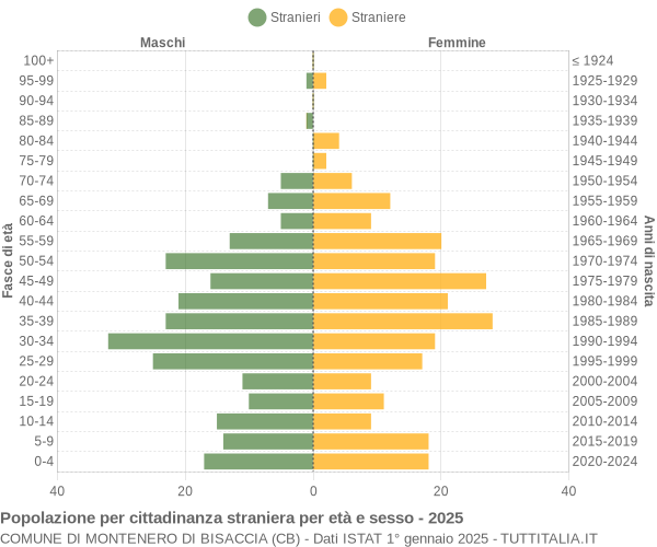 Grafico cittadini stranieri - Montenero di Bisaccia 2025