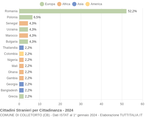 Grafico cittadinanza stranieri - Colletorto 2024