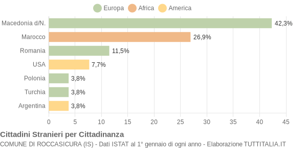 Grafico cittadinanza stranieri - Roccasicura 2009