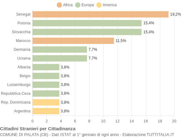 Grafico cittadinanza stranieri - Palata 2005