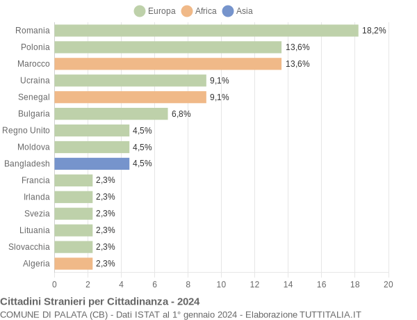 Grafico cittadinanza stranieri - Palata 2024