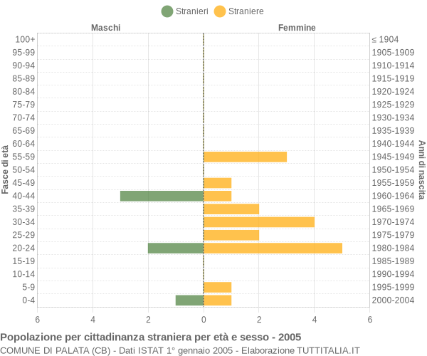 Grafico cittadini stranieri - Palata 2005