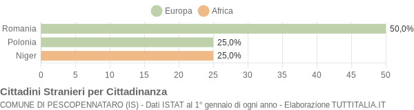 Grafico cittadinanza stranieri - Pescopennataro 2019