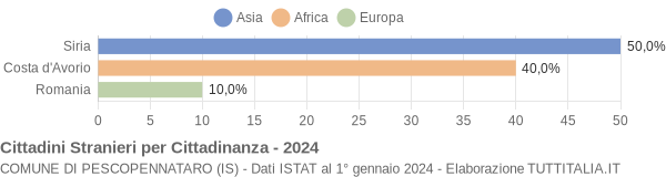 Grafico cittadinanza stranieri - Pescopennataro 2024