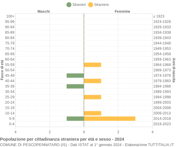 Grafico cittadini stranieri - Pescopennataro 2024