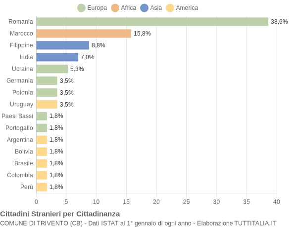 Grafico cittadinanza stranieri - Trivento 2009