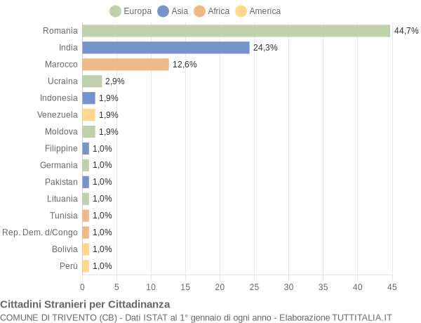 Grafico cittadinanza stranieri - Trivento 2015