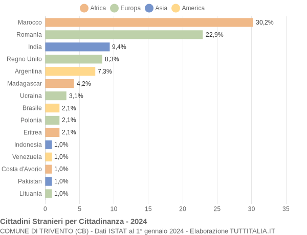 Grafico cittadinanza stranieri - Trivento 2024