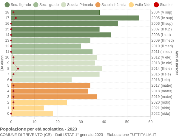 Grafico Popolazione in età scolastica - Trivento 2023