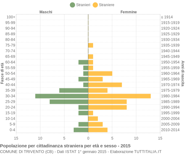 Grafico cittadini stranieri - Trivento 2015