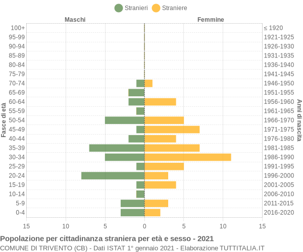 Grafico cittadini stranieri - Trivento 2021