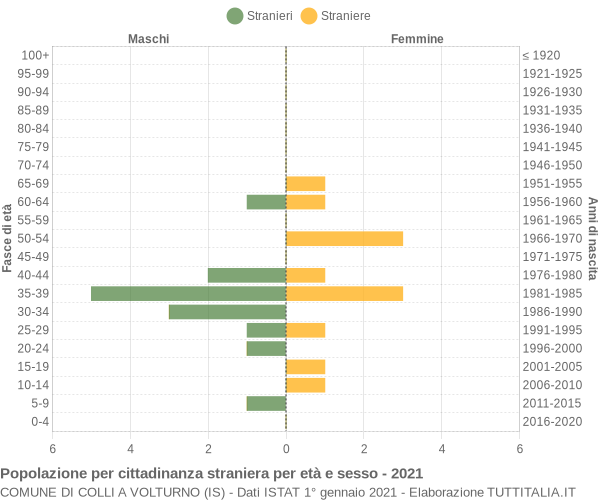 Grafico cittadini stranieri - Colli a Volturno 2021