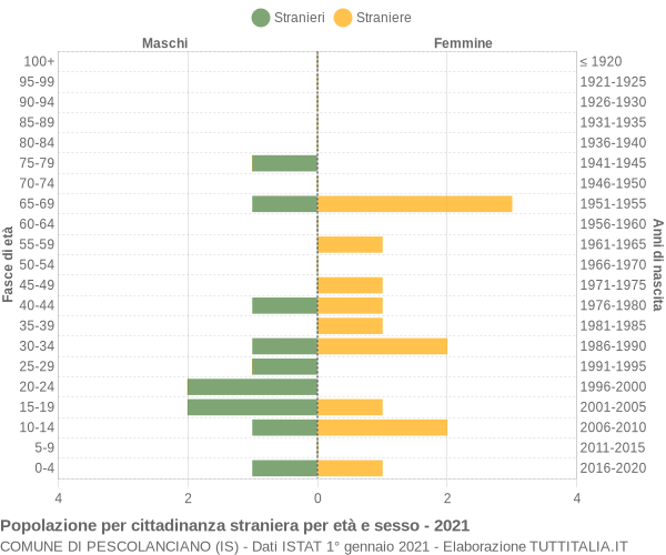 Grafico cittadini stranieri - Pescolanciano 2021