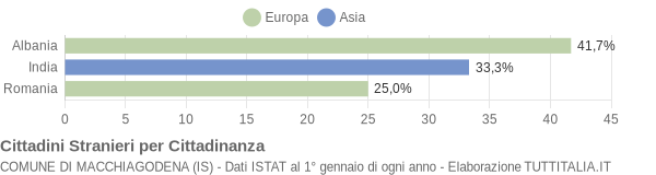 Grafico cittadinanza stranieri - Macchiagodena 2004