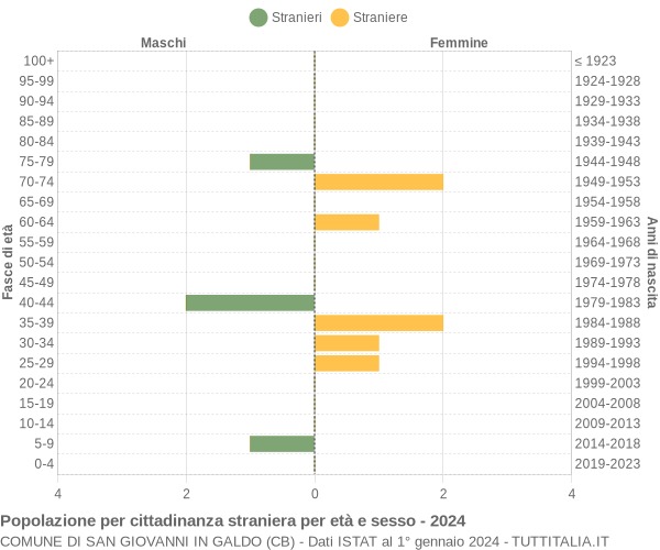 Grafico cittadini stranieri - San Giovanni in Galdo 2024