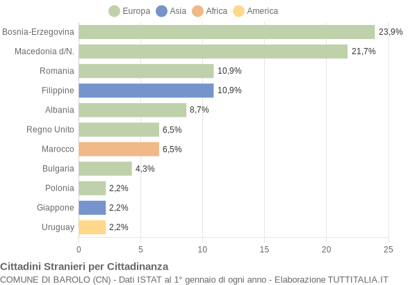 Grafico cittadinanza stranieri - Barolo 2005