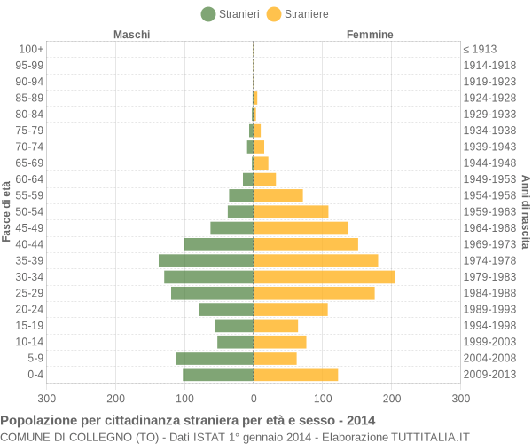 Grafico cittadini stranieri - Collegno 2014