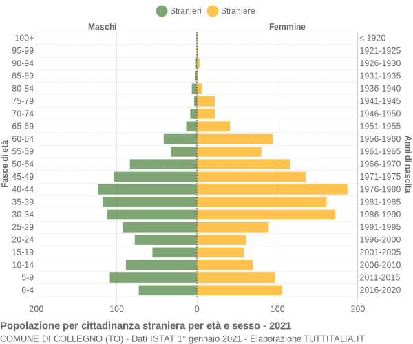 Grafico cittadini stranieri - Collegno 2021