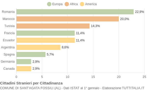Grafico cittadinanza stranieri - Sant'Agata Fossili 2007