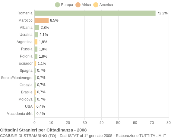 Grafico cittadinanza stranieri - Strambino 2008