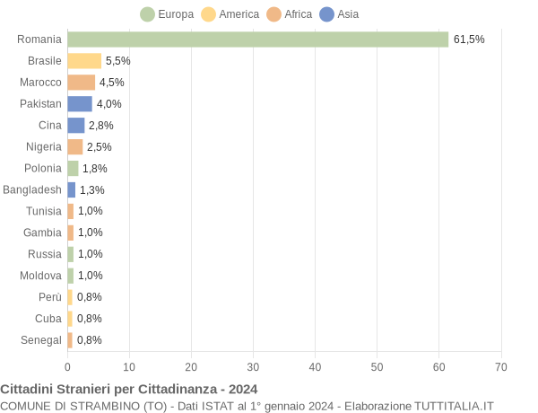 Grafico cittadinanza stranieri - Strambino 2024