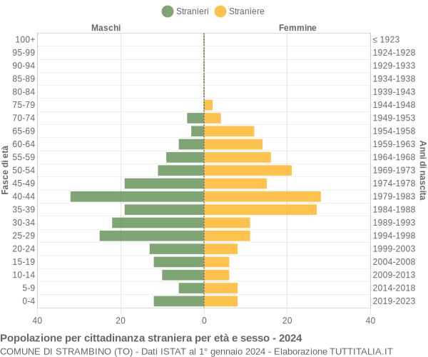 Grafico cittadini stranieri - Strambino 2024