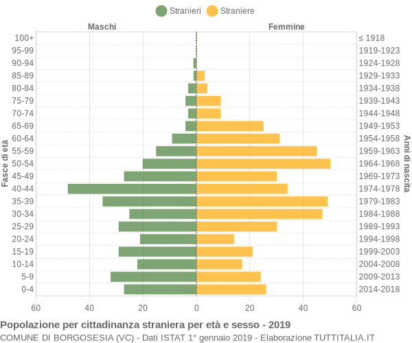 Grafico cittadini stranieri - Borgosesia 2019