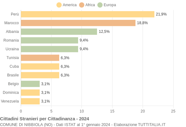 Grafico cittadinanza stranieri - Nibbiola 2024