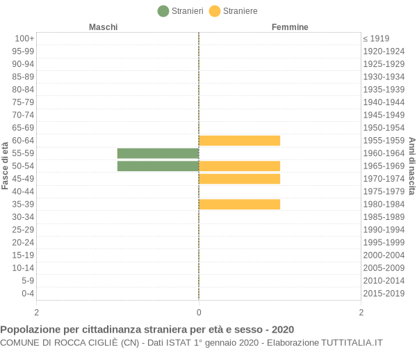 Grafico cittadini stranieri - Rocca Cigliè 2020