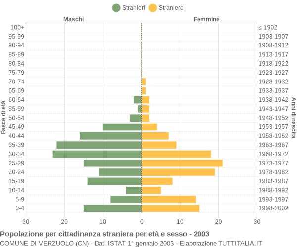 Grafico cittadini stranieri - Verzuolo 2003