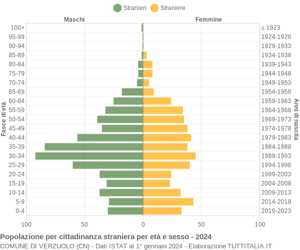 Grafico cittadini stranieri - Verzuolo 2024