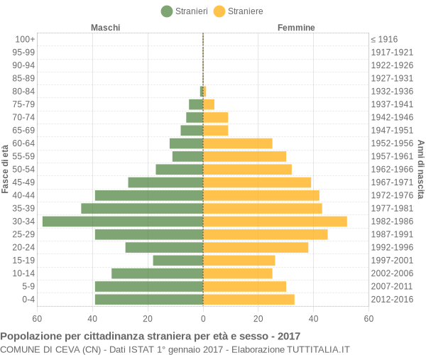 Grafico cittadini stranieri - Ceva 2017