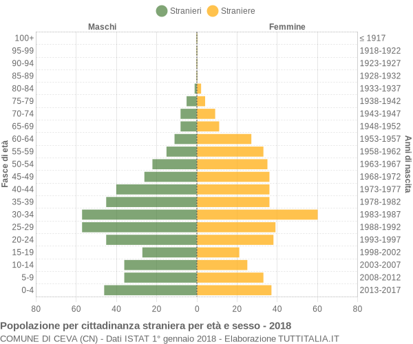 Grafico cittadini stranieri - Ceva 2018