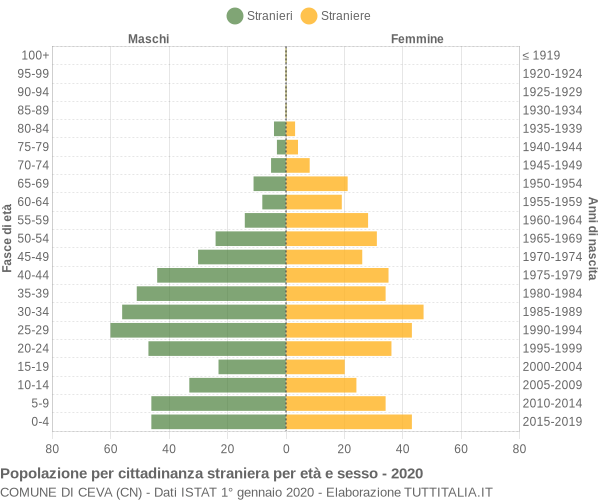 Grafico cittadini stranieri - Ceva 2020