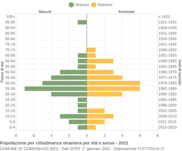 Grafico cittadini stranieri - Comignago 2021