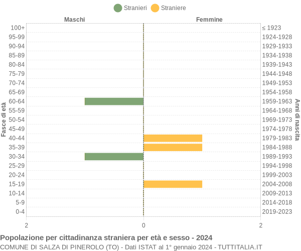 Grafico cittadini stranieri - Salza di Pinerolo 2024