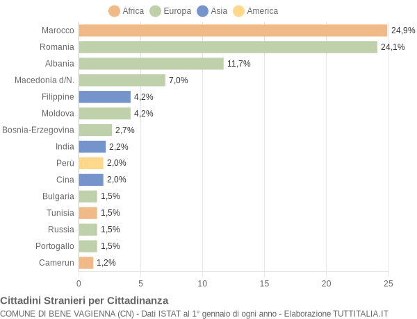 Grafico cittadinanza stranieri - Bene Vagienna 2012