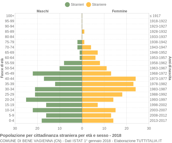 Grafico cittadini stranieri - Bene Vagienna 2018