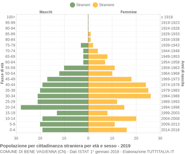 Grafico cittadini stranieri - Bene Vagienna 2019