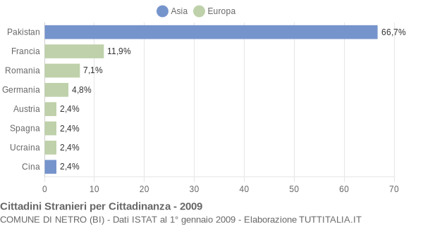 Grafico cittadinanza stranieri - Netro 2009