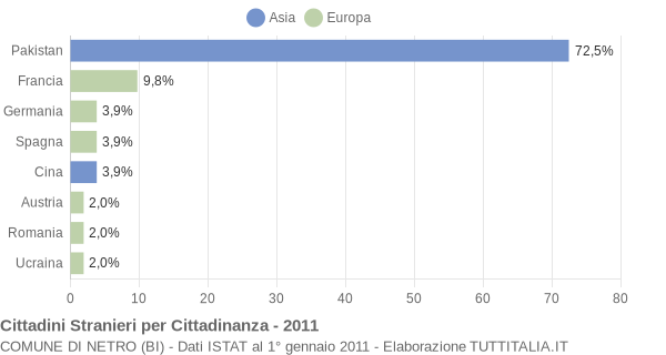 Grafico cittadinanza stranieri - Netro 2011