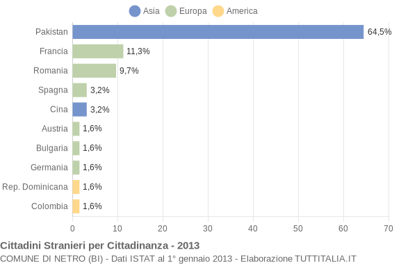 Grafico cittadinanza stranieri - Netro 2013