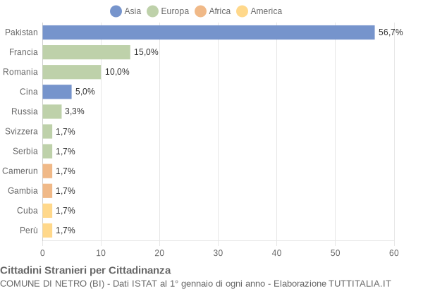 Grafico cittadinanza stranieri - Netro 2019