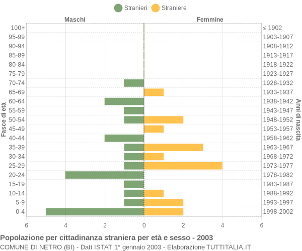 Grafico cittadini stranieri - Netro 2003