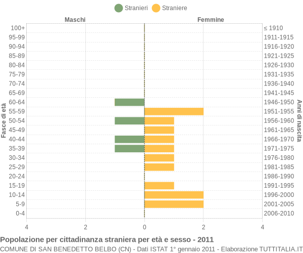 Grafico cittadini stranieri - San Benedetto Belbo 2011