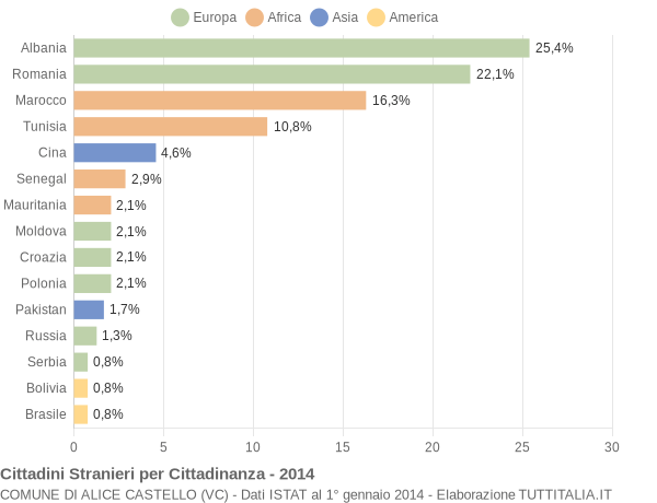 Grafico cittadinanza stranieri - Alice Castello 2014