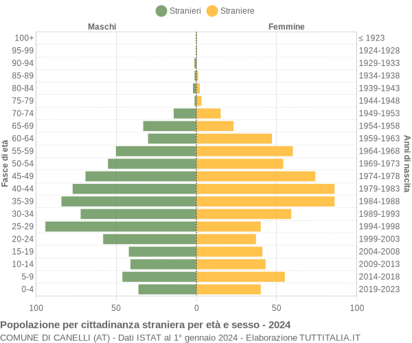 Grafico cittadini stranieri - Canelli 2024