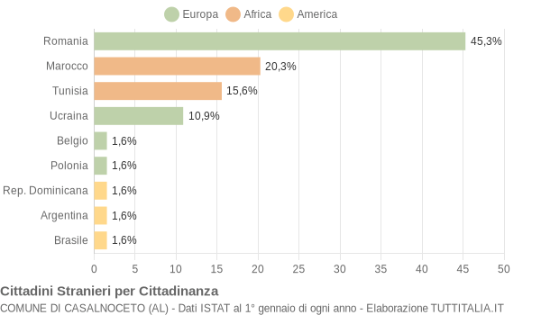 Grafico cittadinanza stranieri - Casalnoceto 2008