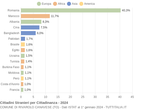 Grafico cittadinanza stranieri - Rivarolo Canavese 2024