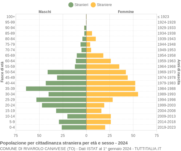 Grafico cittadini stranieri - Rivarolo Canavese 2024